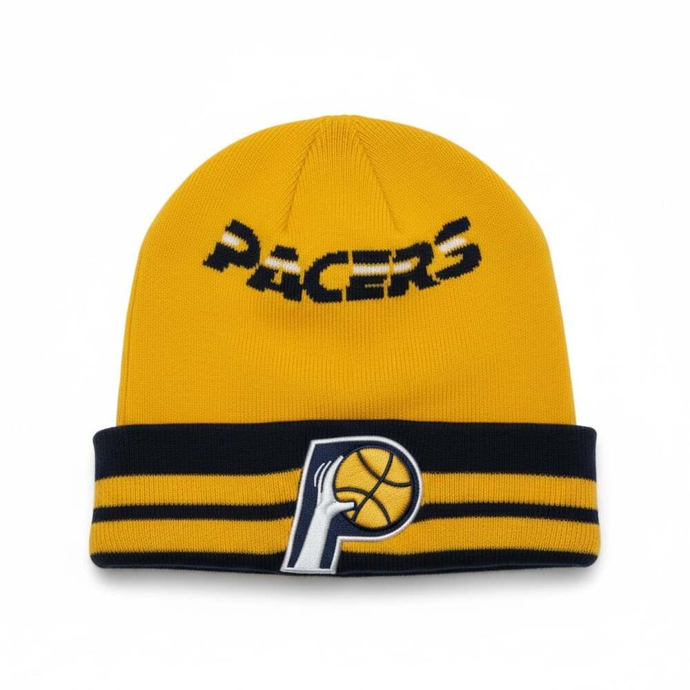 Indiana Pacers Knit Beanie Hat Yellow NBA New Era Winter Cap